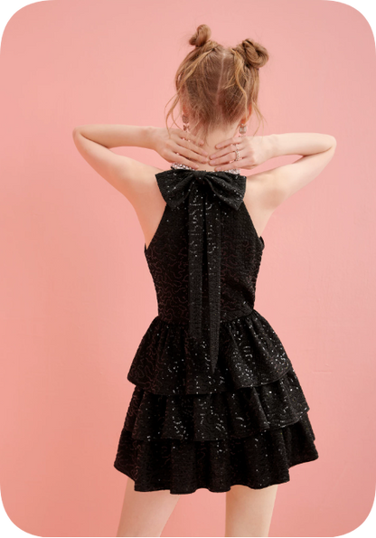 Charming Homecoming Dress Halter Rinestone Bowknot Dress Back to School Outfits Party Dress  D6368
