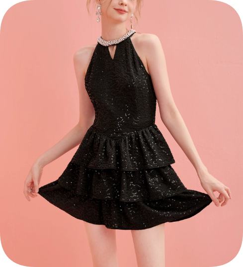 Charming Homecoming Dress Halter Rinestone Bowknot Dress Back to School Outfits Party Dress  D6368