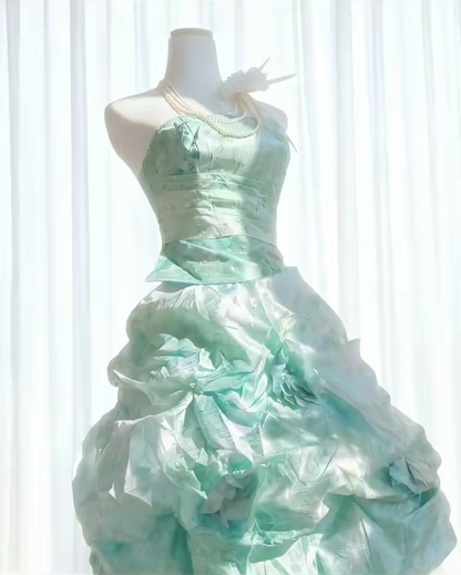 Stunning Homecoming Dress Strapless Pleated Flower Back to School Outfits Party Dress  D6444