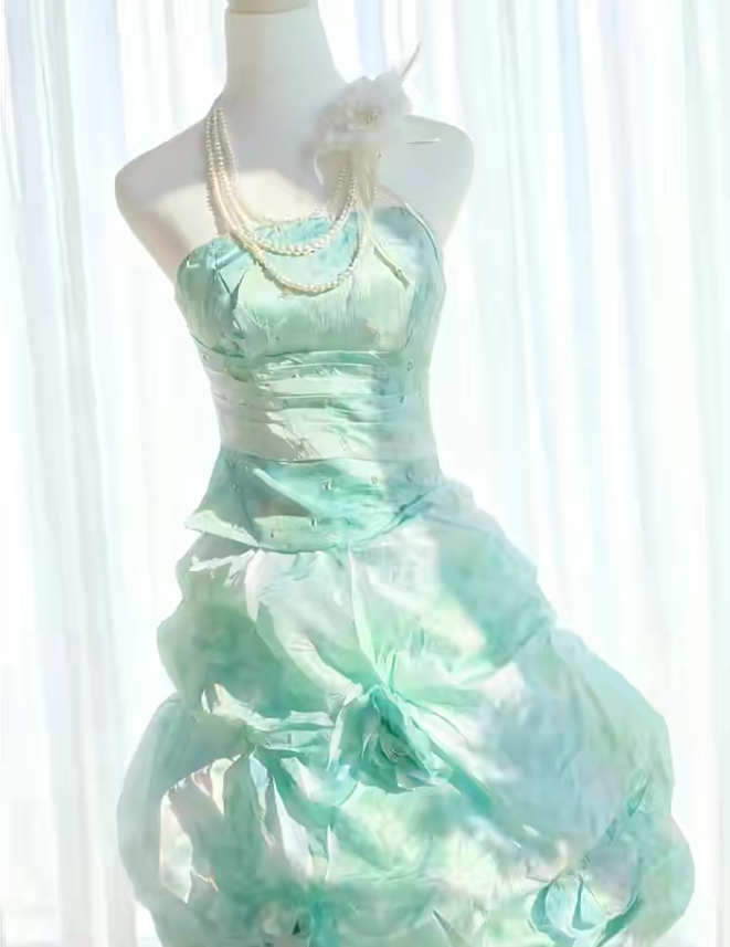 Stunning Homecoming Dress Strapless Pleated Flower Back to School Outfits Party Dress  D6444