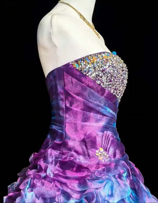 Stunning Homecoming Dress Strapless Rinestone Cascade Back to School Outfits Party Dress  D6447