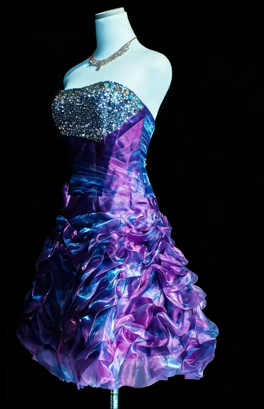 Stunning Homecoming Dress Strapless Rinestone Cascade Back to School Outfits Party Dress  D6447