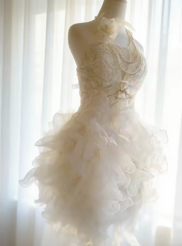 Stunning Homecoming Dress Strapless Tulle Cascade Dress Back to School Outfits Party Dress  D6440