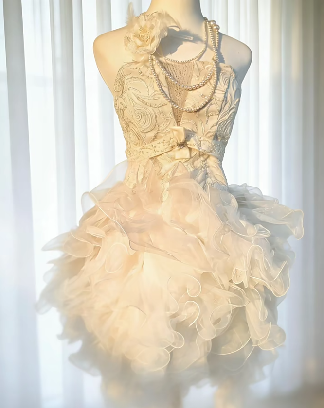 Stunning Homecoming Dress Strapless Tulle Cascade Dress Back to School Outfits Party Dress  D6440