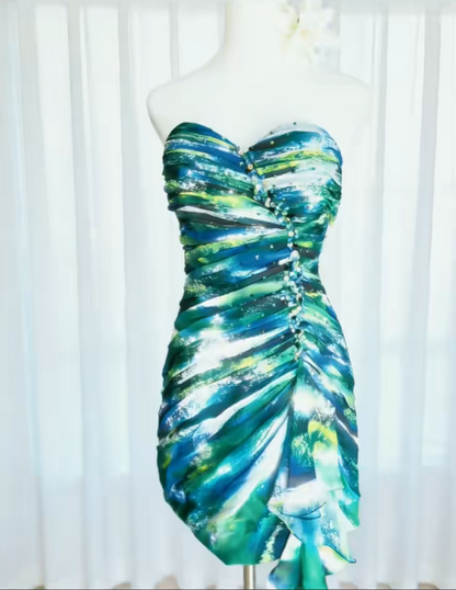 Stunning Homecoming Dress Sweetheart Rinestone Pleated Back to School Outfits Party Dress  D6448