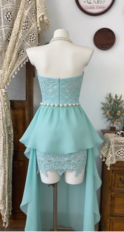 Stunning Homecoming Dress Sweetheart Pearl Tulle Hi-Lo Back to School Outfits Party Dress  D6497