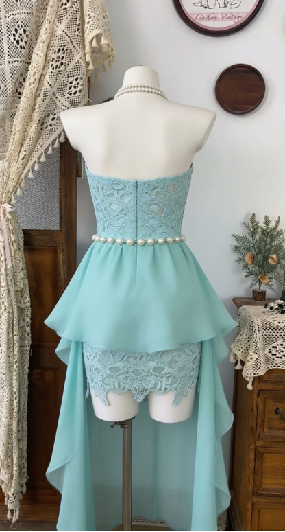 Stunning Homecoming Dress Sweetheart Pearl Tulle Hi-Lo Back to School Outfits Party Dress  D6497