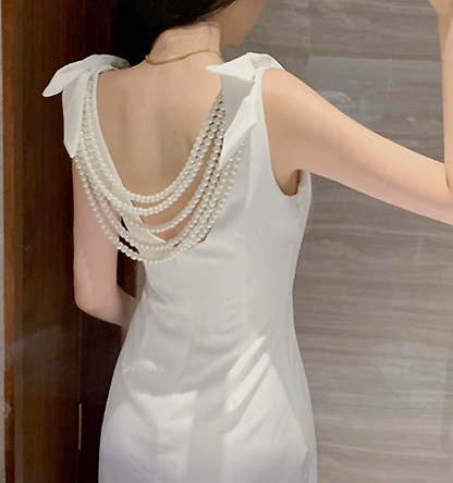 Stunning Homecoming Dress V Neck Pearl Back to School Outfits Party Dress  D6514