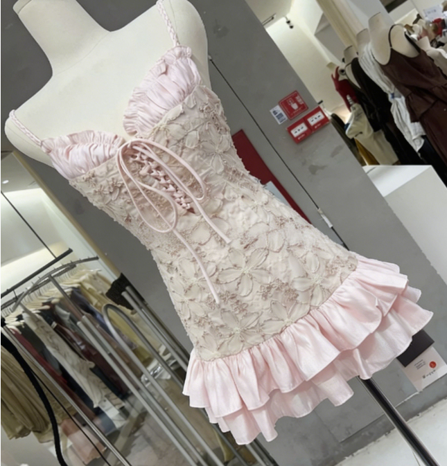 Sweet Homecoming Dress Spaghetti Strap Flouncing Back to School Outfits Party Dress  D6554