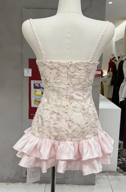 Sweet Homecoming Dress Spaghetti Strap Flouncing Back to School Outfits Party Dress  D6554