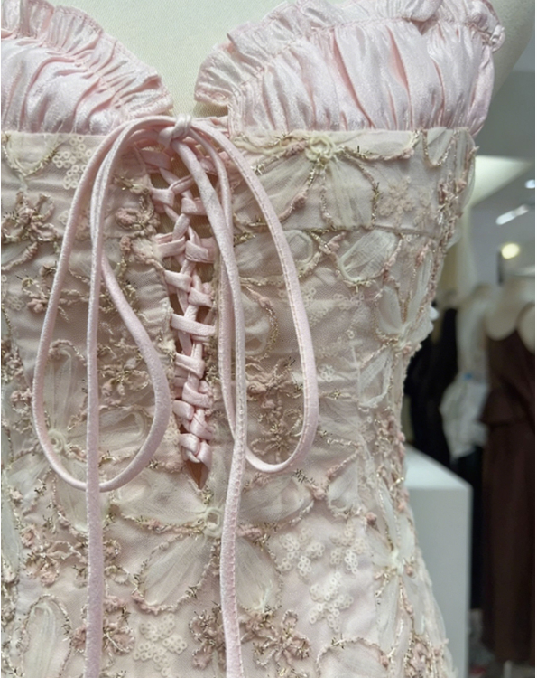 Sweet Homecoming Dress Spaghetti Strap Flouncing Back to School Outfits Party Dress  D6554