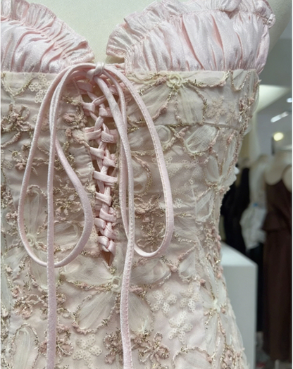 Sweet Homecoming Dress Spaghetti Strap Flouncing Back to School Outfits Party Dress  D6554