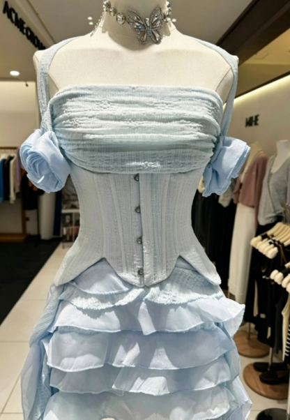 Stunning Homecoming Dress Strapless Flouncing Cascade Back to School Outfits Party Dress  D6555