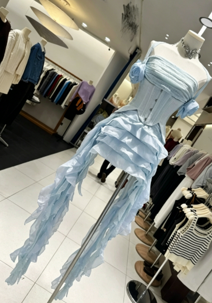 Stunning Homecoming Dress Strapless Flouncing Cascade Back to School Outfits Party Dress  D6555