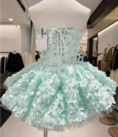 Beauty Homecoming Dress Strapless Flower Back to School Outfits Party Dress  D6556