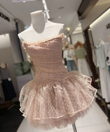 Sweet Homecoming Dress Strapless Tulle Back to School Outfits Party Dress  D6560
