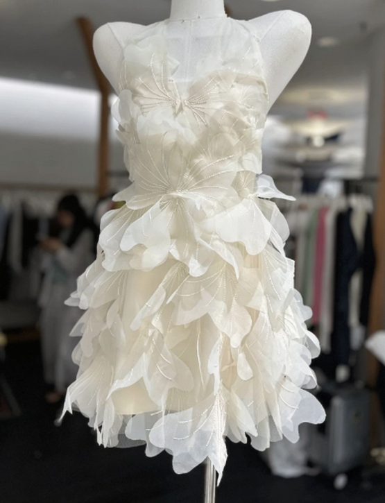 Beauty Homecoming Dress Spaghetti Strap Flower Back to School Outfits Party Dress  D6569