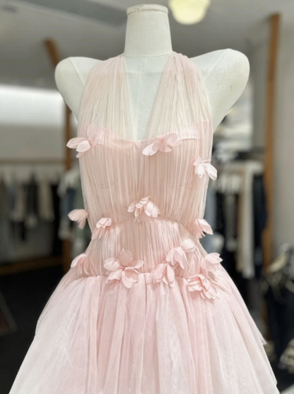 Beauty Homecoming Dress Spaghetti Strap Flower Tulle Back to School Outfits Party Dress  D6570