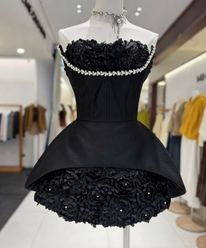 Stunning Homecoming Dress Strapless Flower Rinestone Back to School Outfits Party Dress  D6571