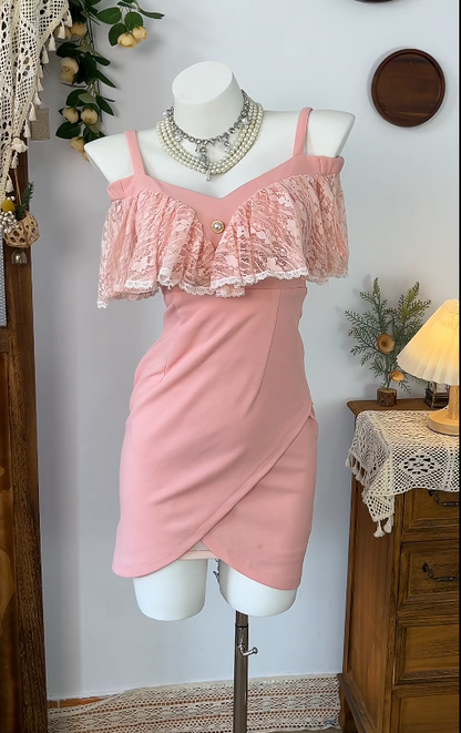 Sweet Homecoming Dress Spaghetti Strap Lace Back to School Outfits Party Dress  D6590