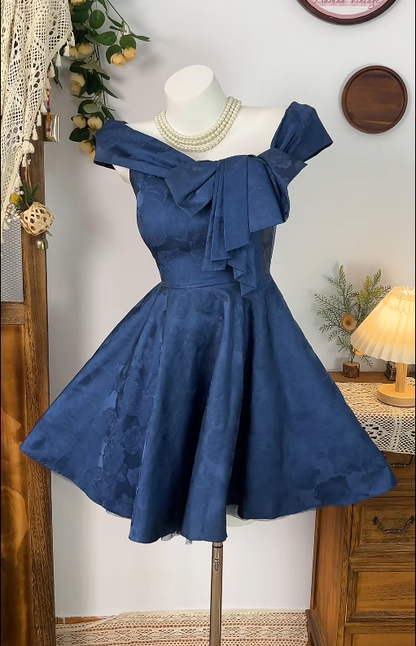 Charming Homecoming Dress Bardot Pleated Back to School Outfits Party Dress  D6596