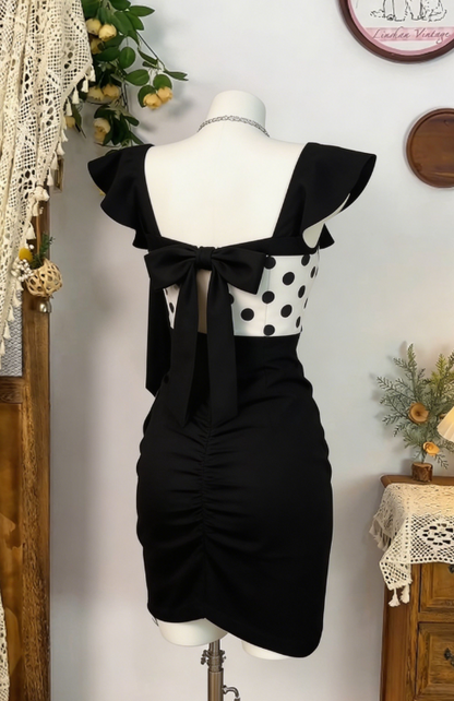 Charming Homecoming Dress Square Bowknot Pleated Back to School Outfits Party Dress  D6584