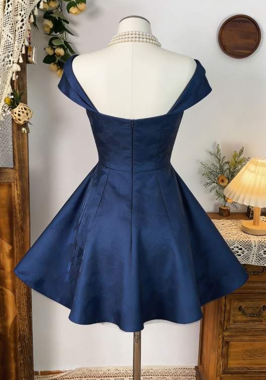 Charming Homecoming Dress Bardot Pleated Back to School Outfits Party Dress  D6596