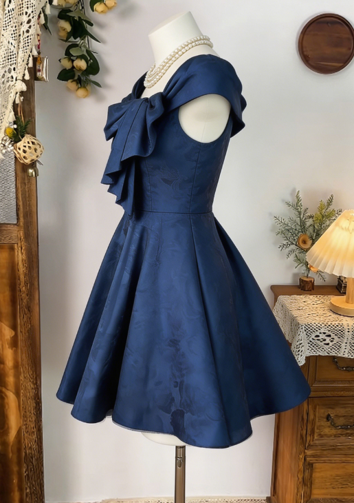 Charming Homecoming Dress Bardot Pleated Back to School Outfits Party Dress  D6596