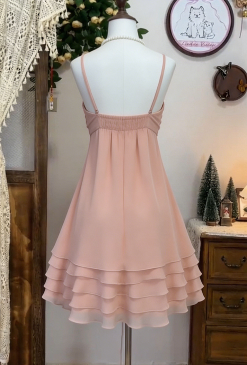 Sweet Homecoming Dress Spaghetti Strap Flower Cascade Back to School Outfits Party Dress  D6630