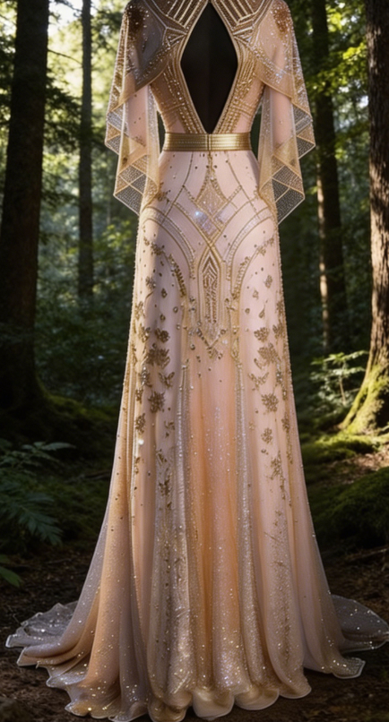Champagne Gold A-Line Beading Elegant Long Formal Prom Dress Evening Gown, D829
