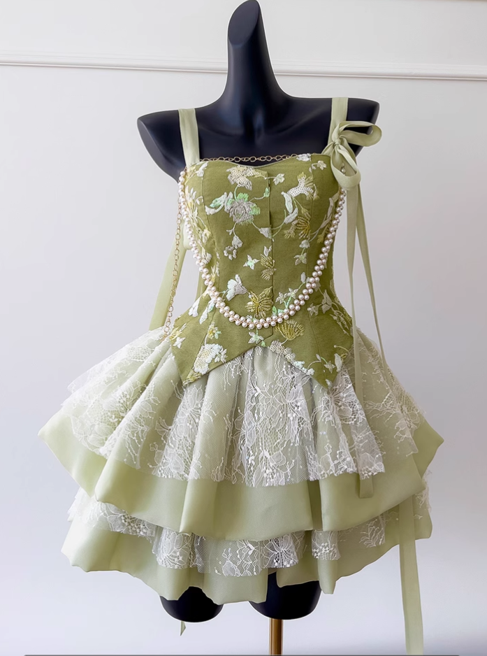 New Fashion Green Appliqued A-line Tiered Party Dresses Homecoming Dresses, D1353