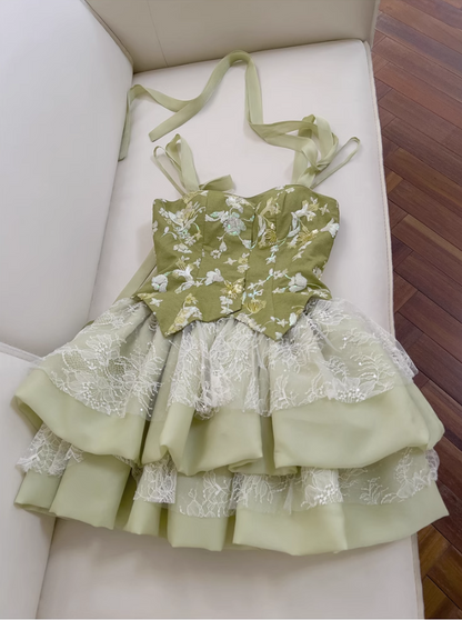 New Fashion Green Appliqued A-line Tiered Party Dresses Homecoming Dresses, D1353