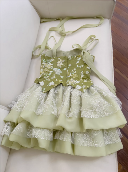 New Fashion Green Appliqued A-line Tiered Party Dresses Homecoming Dresses, D1353