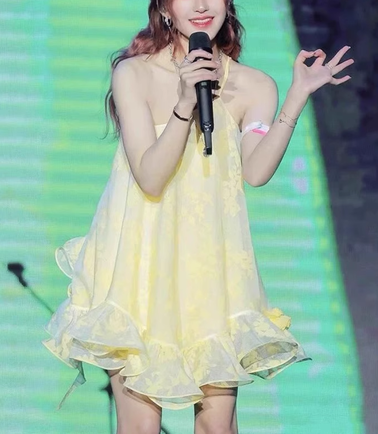 New Fashion Light Yellow Single Shoulder Strap Ruffled Hem Design Summer Party Dress Homecoming Dress, D1441