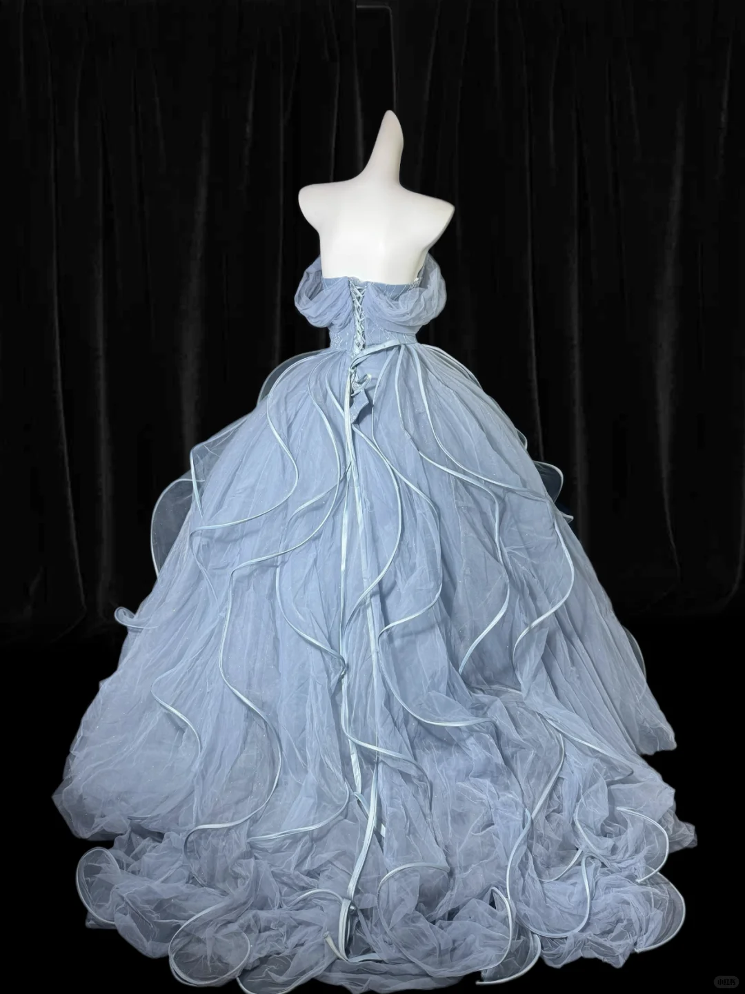 Vintage A Line Off the Shoulder Beaded Ruffle Tulle Prom Dress Evening Dress SH5610