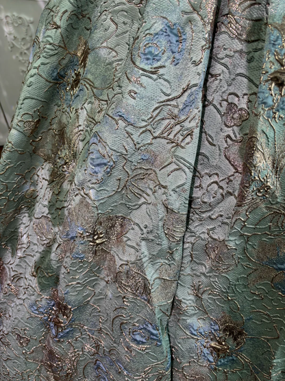 Vintage Grey Print Floral Ball Gown Beaded Satin Tulle Prom Dress Sweet 16 Dress SH5986