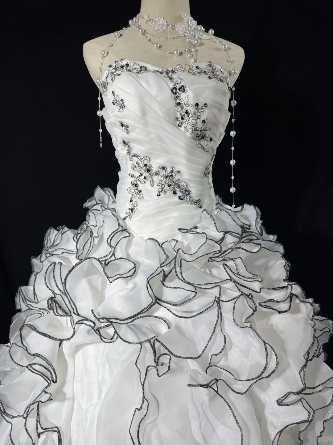 Vintage A Line Sweetheart Neck Appliques Layered Organza Prom Dress Evening Dress SH5605