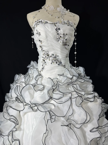 Vintage A Line Sweetheart Neck Appliques Layered Organza Prom Dress Evening Dress SH5605