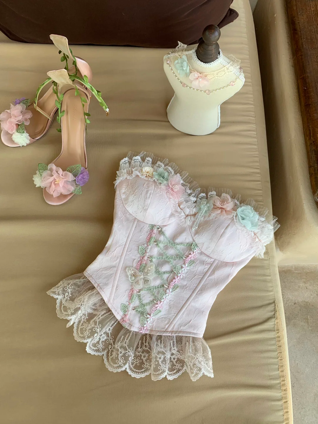 Sweety A Line Strapless Floral Tulle Short Prom Dress Homecoming Dress SH5838