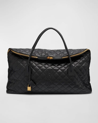 Saint Laurent ES Giant Travel Bag In Smooth Quilted Leather With Gold Hardware