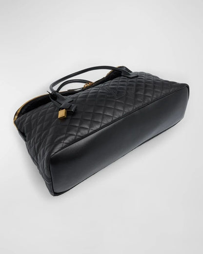 Saint Laurent ES Giant Travel Bag In Smooth Quilted Leather With Gold Hardware