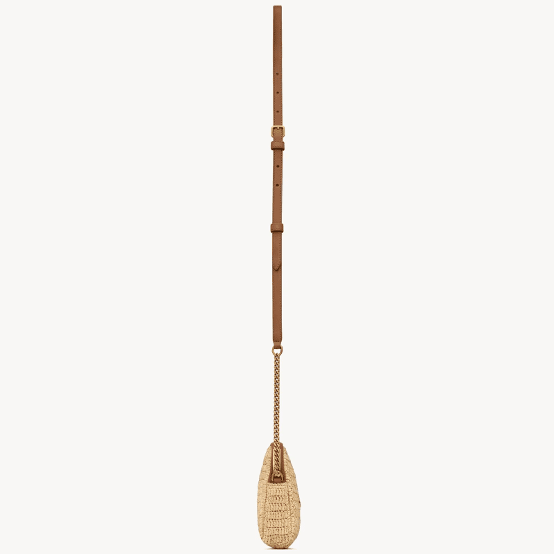 Saint Laurent Gaby Zipped Pouch In Raffia