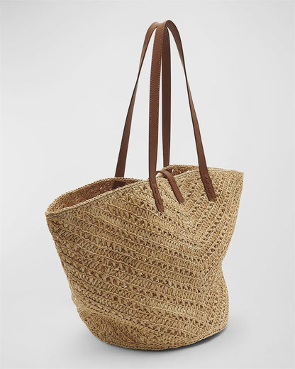 Saint Laurent Panier Medium YSL Tote Bag In Raffia