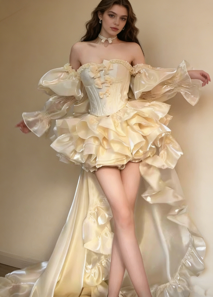 Sweet Homecoming Dress Off Shoulder Short Prom Dress Birthday Party Outfits Two Piece   D3743