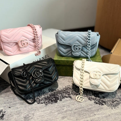 GUCCI GG MARMONT BELT BAG WHITE 16CM 739599 UM8KV 1000