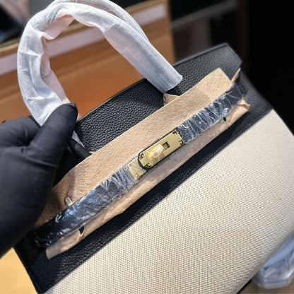 HERMES BIRKIN 25 TOILE H BLACK 25CM