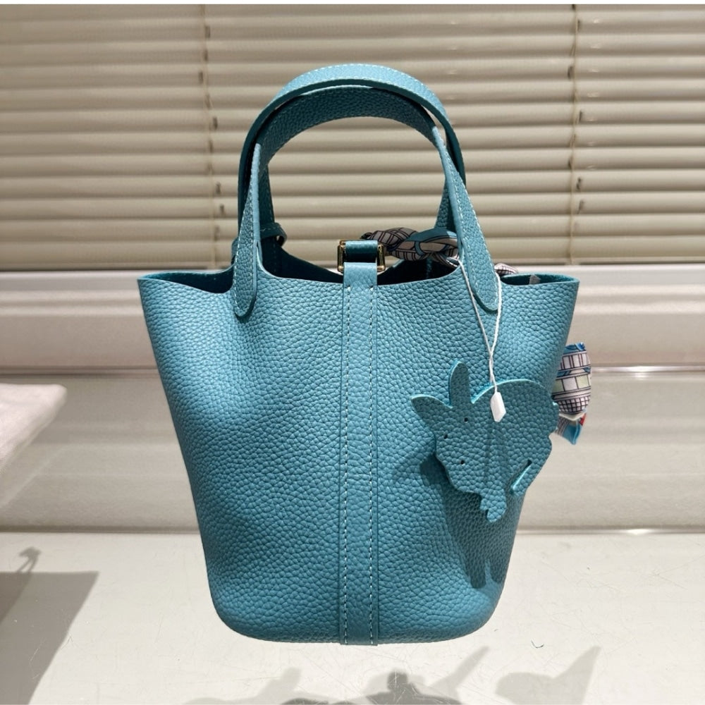 HERMES PICOTIN LOCK 18 BAG BLUE WITH GOLD 18CM