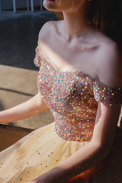 Sweet Off-the-shoulder Tulle Homecoming Prom Dress SH574