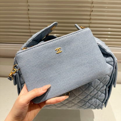 CHANEL 25 SMALL HANDBAG DENIM BLUE 35CM AS5293 B20603 U0475