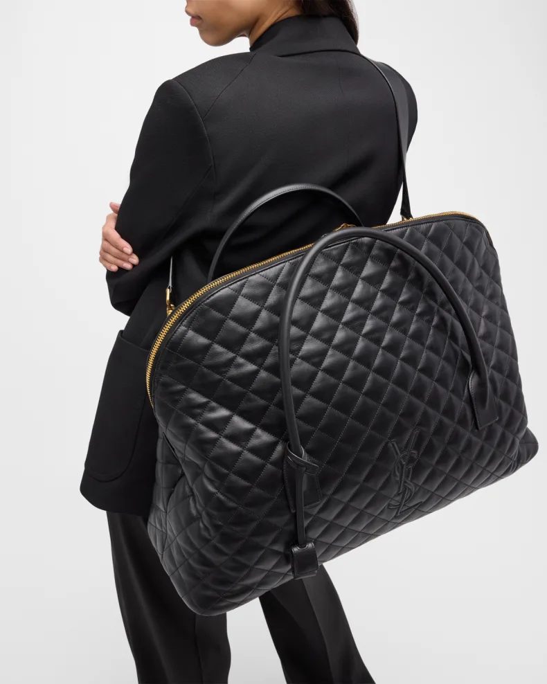 Saint Laurent ES Giant Travel Bag Smooth Quilted Leather With Gold Hardware